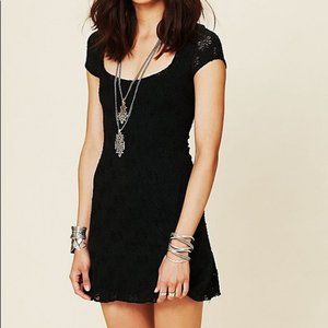 Free People Black Lace Daisy Godet Dress